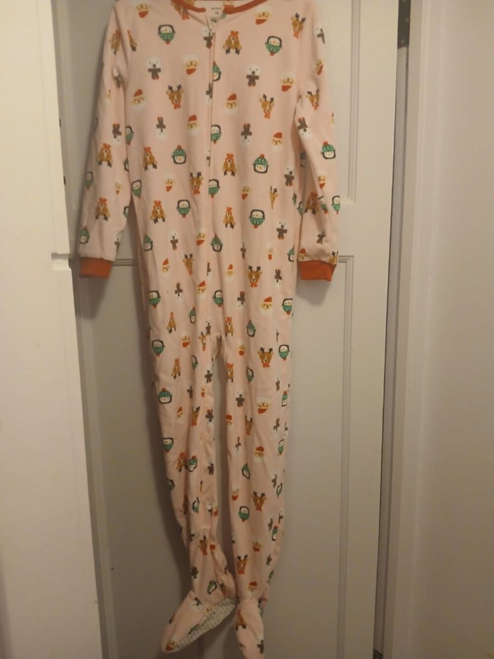 Carters 10 Girls Pink Christmas One Piece Pajamas